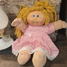 Cabbage Patch Kids 1982 Original Girl Doll Blonde Yarn Hair Pink Dress Signed