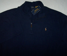 NWT Polo Ralph Lauren NAVY BLUE ESTATE RIB Half-Zip Sweater Men's 1XB PONY LOGO
