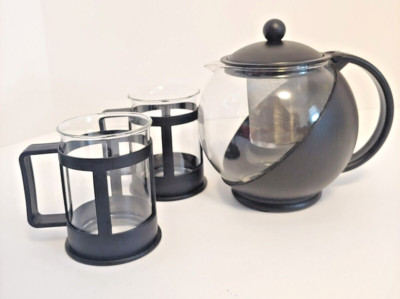 Primula Half Moon Teapot, 2 teacups, Removable Stainless-Steel Infuser