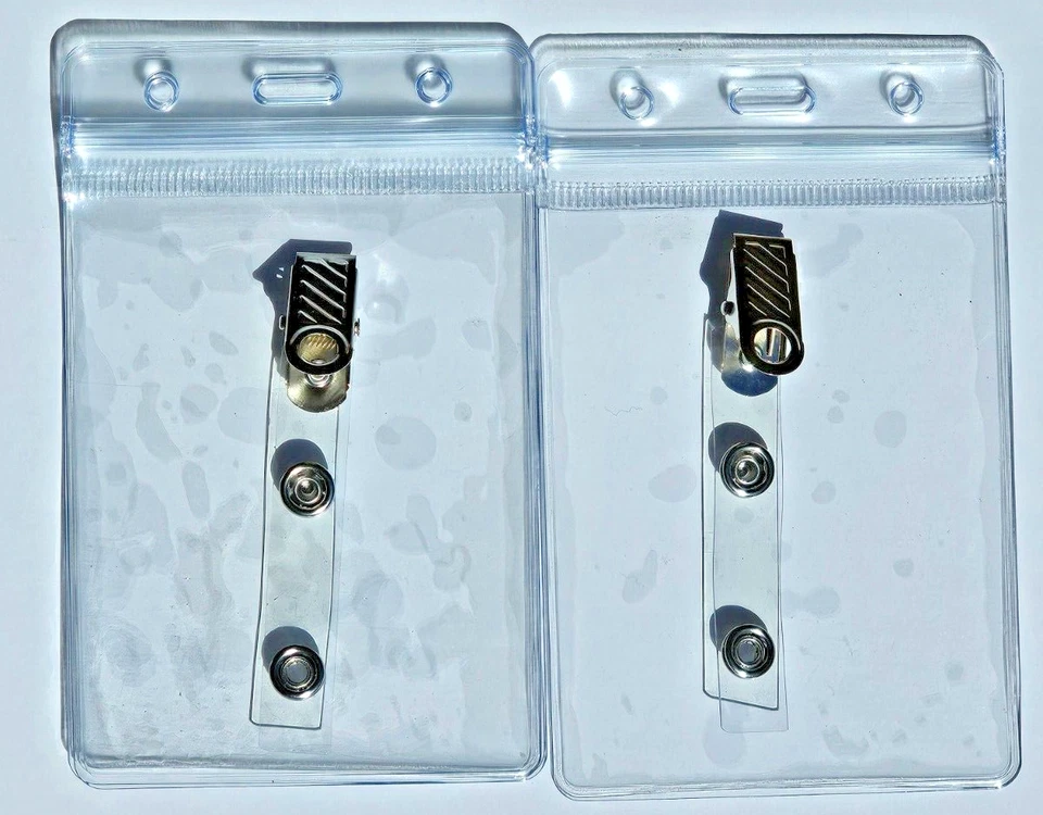 2 Insignia de Identificación Vertical Cremallera Plástico Transparente Soporte con Clip de Metal Seguridad Médica EMT Foto 2 de 3