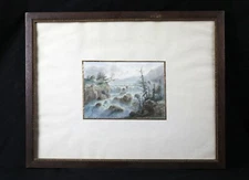 Eugenio Bettoni (1845-1898) Attributed To Watercolour Signed Landscape Italy