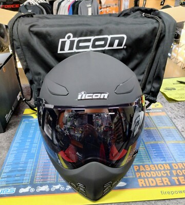 ICON DOMAIN HELMET + SENA HELM LINK COMMUNICATOR SIZE LARGE     OPENED FOR PICS