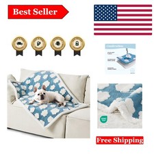 Cozy 3D Textured Cloud Dog Blanket - Washable Waterproof Sherpa Throw for Pets