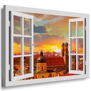 Munchen Bild Leinwand Fensterblick Berge Leinwandbild Bilder N8 Kunstdruck Ebay