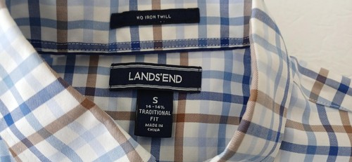 Lands End Men’s Traditional Fit Cotton No Iron Twill Shirt Size Small 14 - 14.5 - Picture 4 of 5