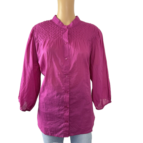 Calvin Klein Women's Magenta Button Up 3/4 Sleeve Blouse SZ/1X - Foto 1 di 15