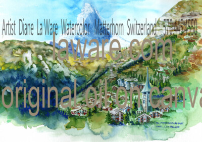 Best Original Art Materhorn Zermatt Swiss Alps Signed Diane LaWare
