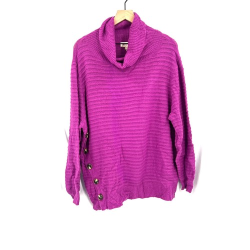 NEU Melloday fuchsia lila Pullover Wasserfallausschnitt Rollkragen Lagenlook Sweater 2X - Bild 1 von 13