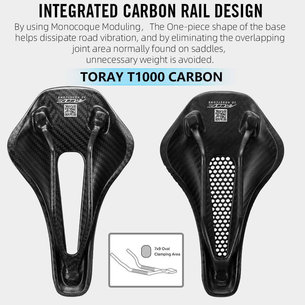 Selle Vélo Carbone Imprimée 3D Creuse - Confortable Respirante VTT Route Gravel Neuf