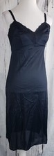 VTG Nancy King Lingerie Women Dress Full Slip Black Size 32 Nylon Side Slit 2172
