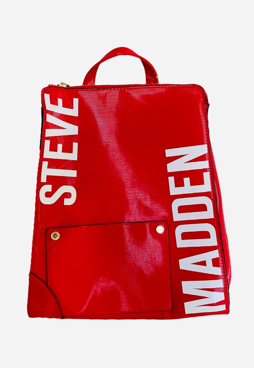 Steve Madden Backpack Glossy Bag White Logo and a pouch Used  display picture 3