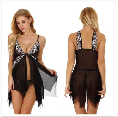 Sexy Damen-Tanga Dessous Nachtkleid Nachtwäsche Babydoll Unterwäsche Set - Bild 4 von 31