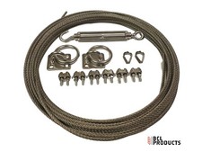 4mm Stainless Steel Wire Rope Catenary Kit With X2 S/S Ring On Plate & Fittings 