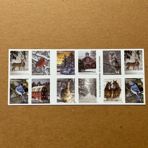 Booklet of 20 Winter Scenes Stamp Snowy Holiday Celebration Wedding Scott #5541b - Picture 4 of 4
