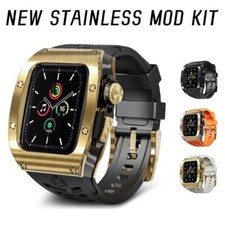 Stainless Steel Cove  Silicone Strap AP MOD KIT for Apple Watch 9 8 7 6 5 4 SE