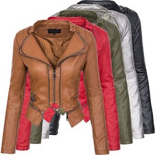 Damen biker jacke übergangs jacke kunstlederjacke kunstleder 36 38 40 42 D-212