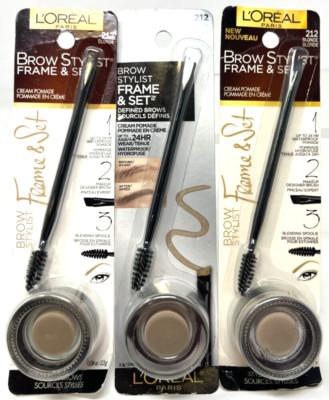 (3) Loreal Brow Stylist Frame & Set Cream Pomade 0.08 oz Sealed 212 - Blonde