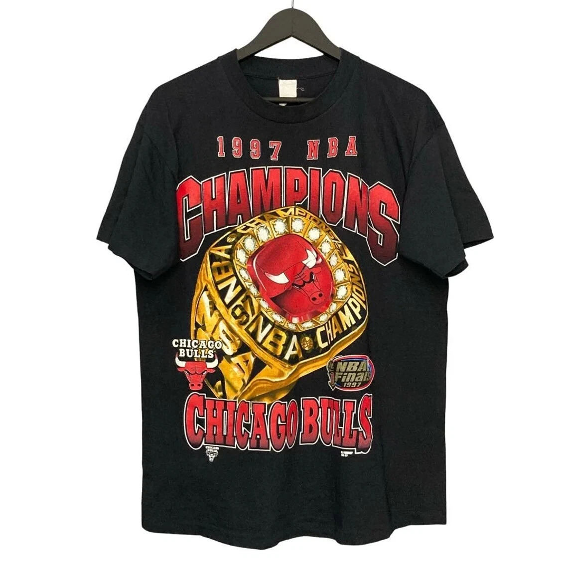 Vintage 1997 Chicago Bulls NBA Finals Champion Ring Shirt