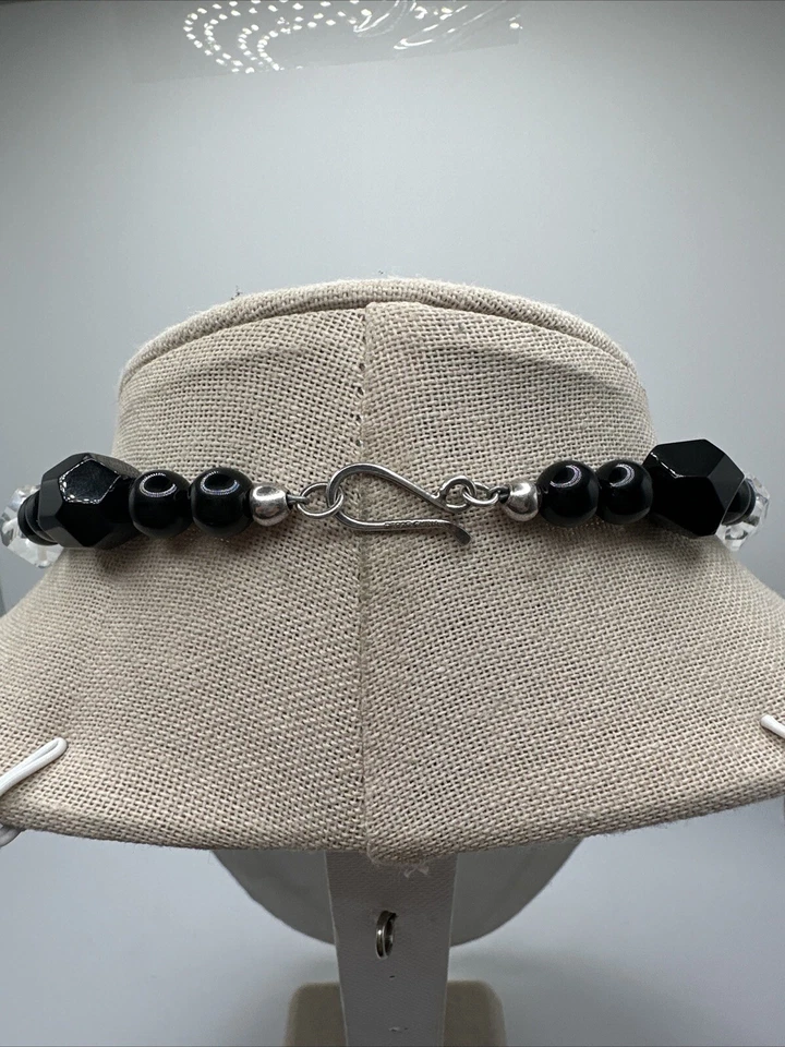 "Collar Jay King de plata de ley de cuarzo transparente y ónix negro natural 26""" Foto 4 de 4