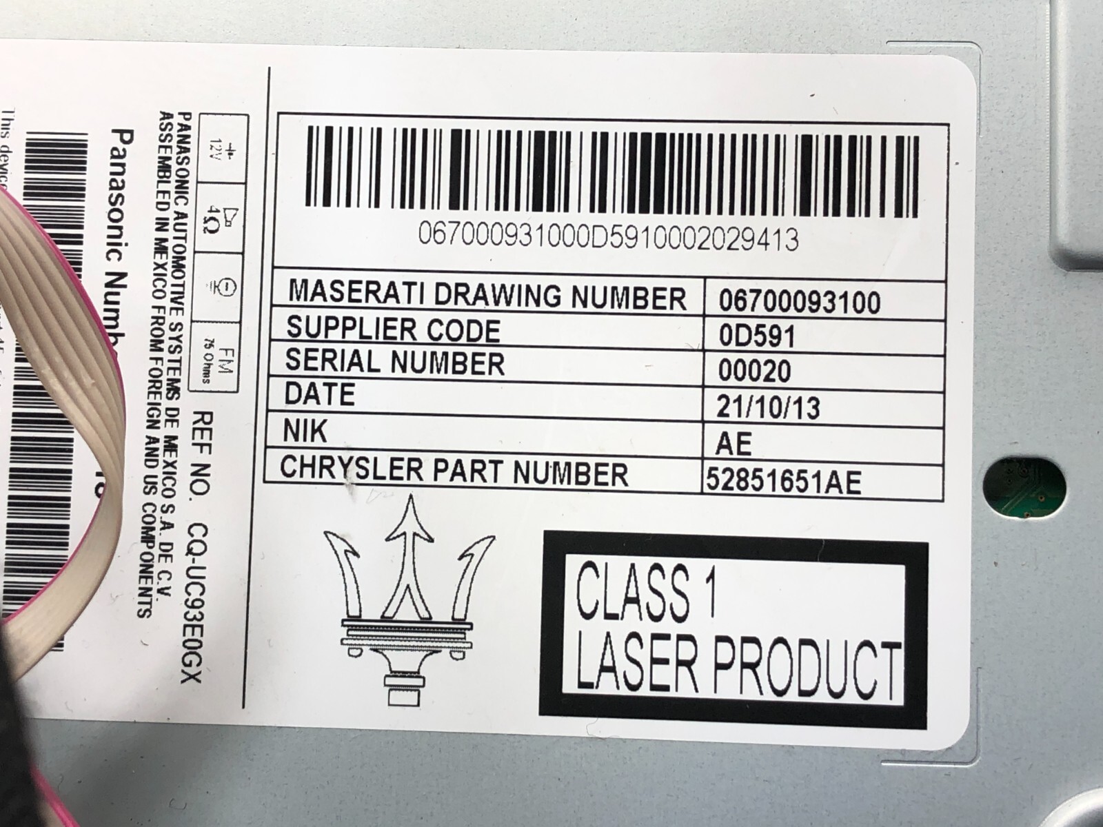 2014-2019 MASERATI GHIBLI CD CHANGER PLAYER RADIO AC HEATER CLIMATE CONTROL OEM.