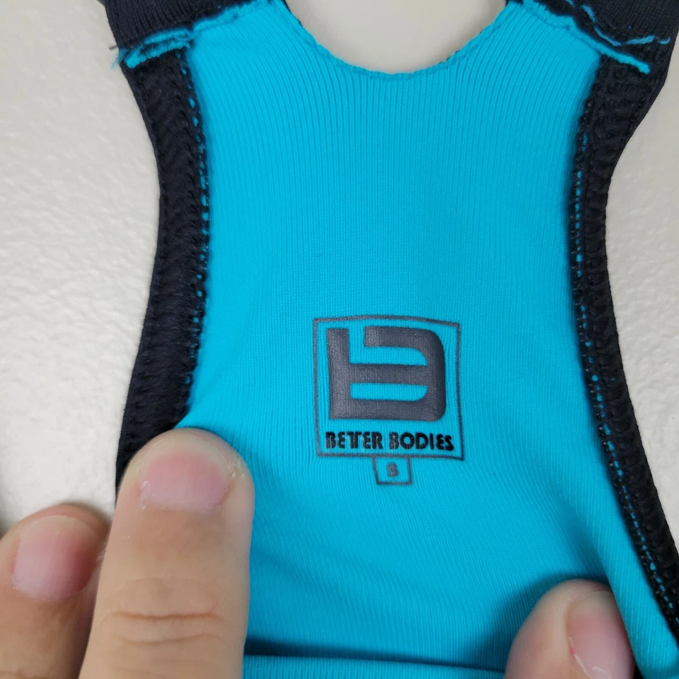 Camiseta sin mangas Better Bodies S negra con recorte azul activa correas ajustables Foto 2 de 4
