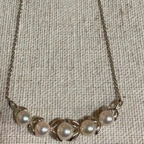Mikimoto Necklace Pearl 5ps Silver 