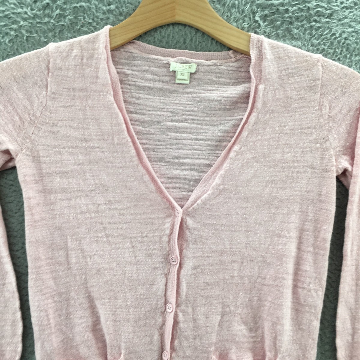 J.Crew Button Up Cardigan Sweater Womens XS Pink Linen Blend