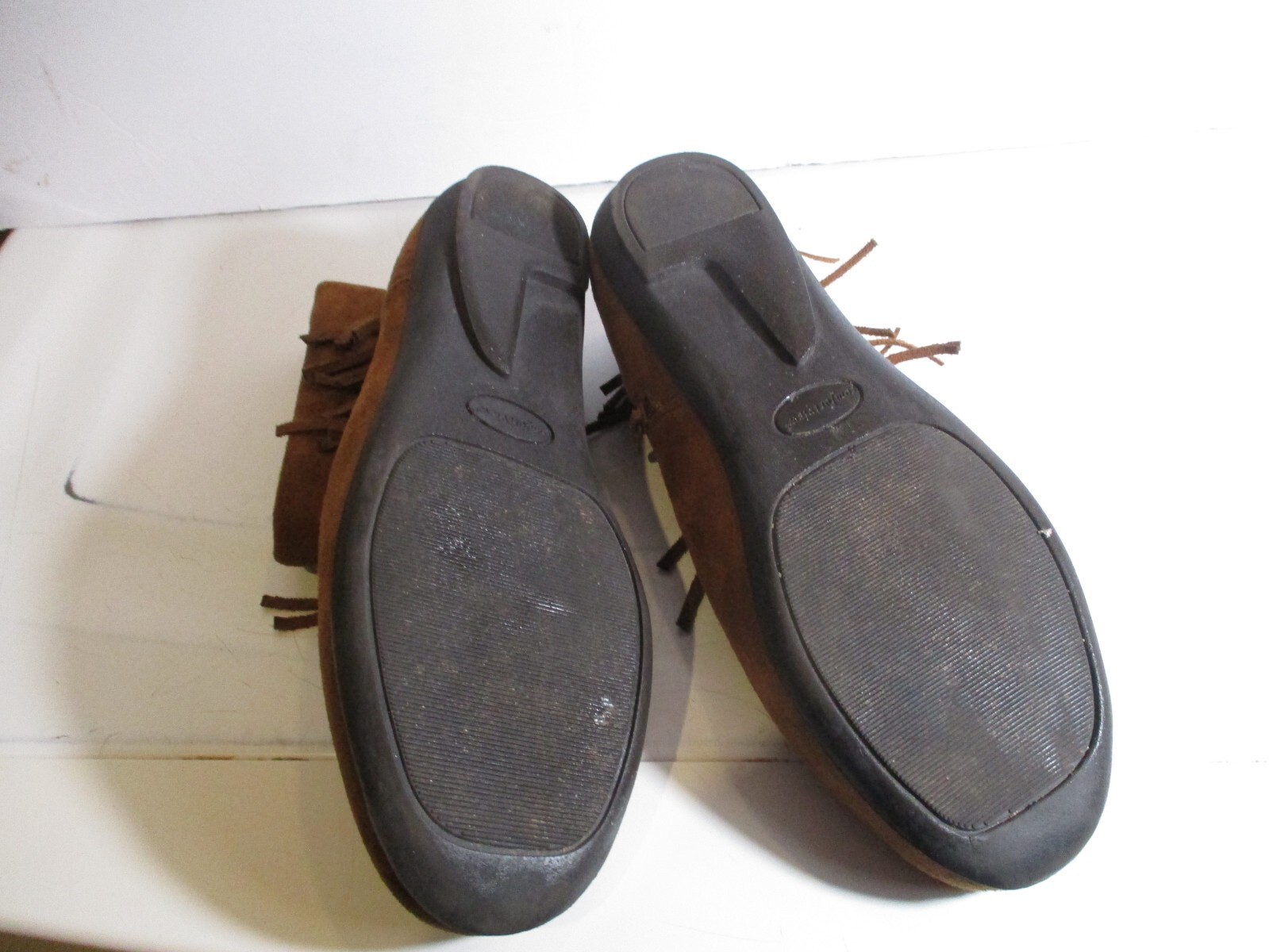 Comfortview Lynette Faux Suede Brown Ankle Moccasin Fringe Boots Sz 9