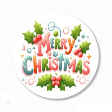 Merry Christmas Holiday Party Favors Scrapbook Stickers Labels Envelope Seals