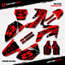 Black & Red Slick Racing Graphics Kit fits Honda CRF250R 04-05 Crf 250 Crf250