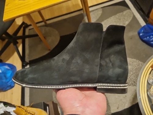 Le Silla GINETTE Black Suede Ankle Flats Boots Crystal's Stones Size EU 39 - Picture 4 of 24