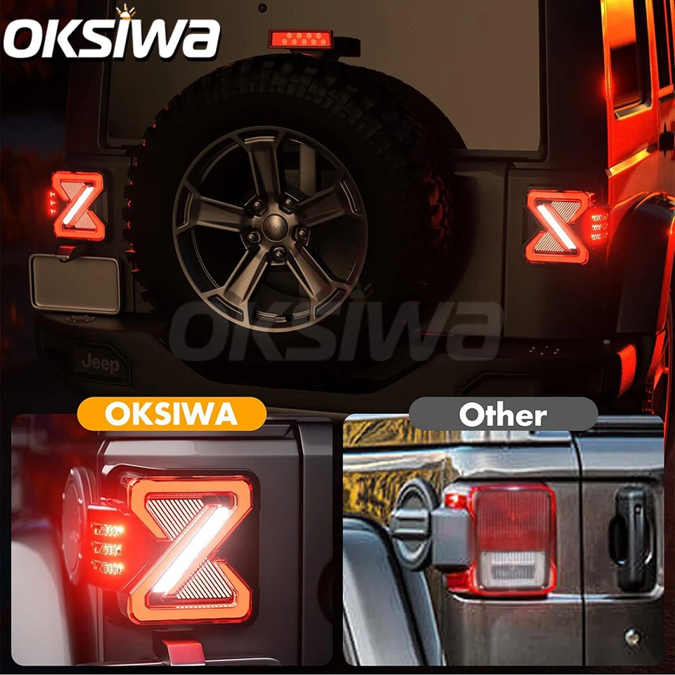 Luzes traseiras de LED para Jeep Wrangler JK JKU Sport 2007-2018 lâmpadas de seta de freio - Imagem 3 de 4