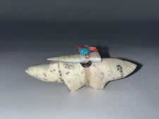 Native American 1970’s Zuni Carved Stone Wolf Fetish By Edna Leki (d.)