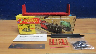 HO ROUNDHOUSE 1311 60' BULKHEAD FLAT CAR  SANTA FE ATSF KIT UNBUILT  623597