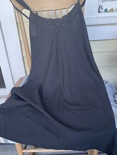 Vtg Vanity Fair Black 32 28" / 38 Women's Full Slip Nightgown Adjustable Straps
