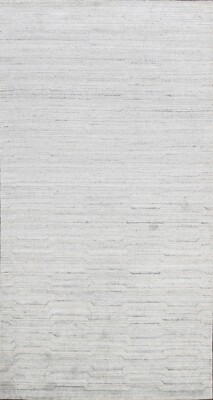 Contemporary Geometric Moroccan Oriental Area Rug Hand-knotted Foyer Carpet 5x8