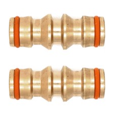Brass 2 Way Hose Connector Joiner Coupler Watering Water Pipe Tap Male 2pcs