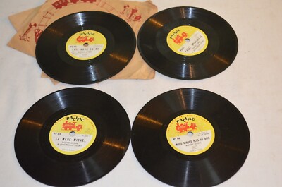 78 T Kinderlied Schallplatte Grammophon und Phonograph 4er Set