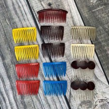 13 Vintage Goody Hair Combs Plastic Assorted Colors 2 to 2.5 inches Red Brown