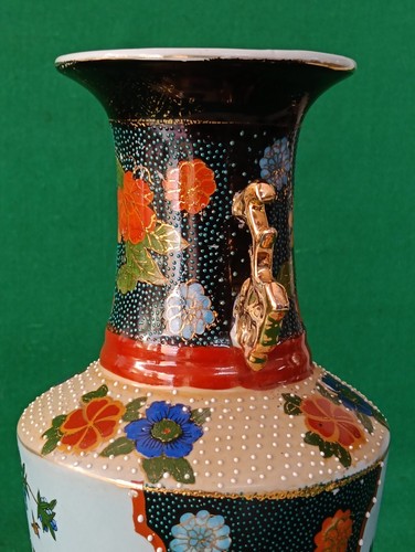VASO REAL SATSUMA PORTAFIORI IN CERAMICA DECORATA A MANO CINESE VINTAGE. CS15 - Foto 5 di 11