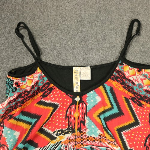 Eyeshadow Geometric Print Chiffon Front Flowy Tank Top Orange Multicolor S - Picture 3 of 17