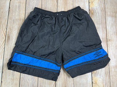 Vintage Umbro Soccer Black Blue Swim Trunk Shorts With Liner Large 