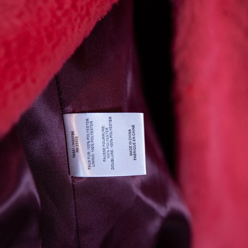 Abrigo Chaqueta Trina Turk Blanche Imitación Piel Vegana Coral Vino Bloque de Color Cuello M Foto 3 de 4