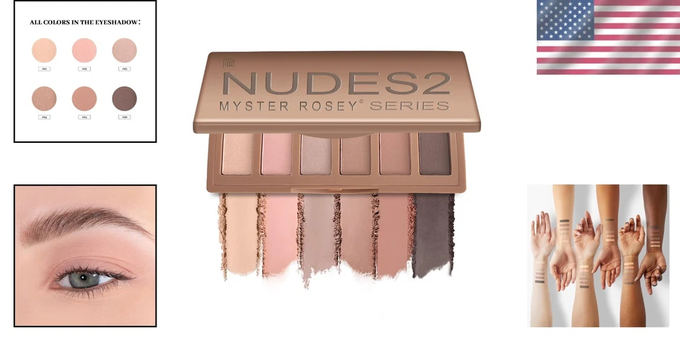 Mini Nudes 2 Eyeshadow Palette - Waterproof, Gentle on Skin, Travel Essential - Image 2 of 4