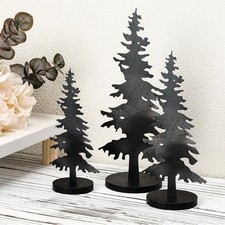 3 Pcs Metal Tree Tabletop Decor Black Metal Evergreen Tree Rustic Farmhouse T...