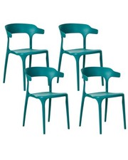 Indoor und Outdoor Stuhl 4er Set Kunststoff blaugrün stapelbar Skandi Gubbio