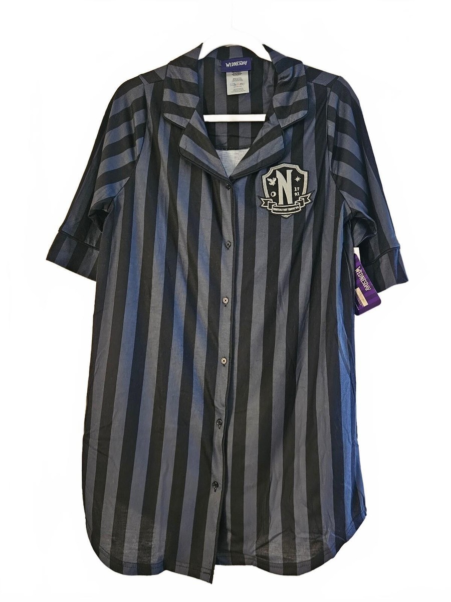 PJammy Wednesday Addams Nevermore Academy Collared Pajama Nightgown Size Small