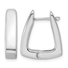 14K White Gold Polished 5mm Trapezoid Hinged Hoop Earrings