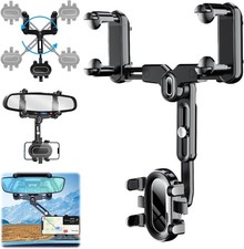 360 Rotatable and Retractable Multifunctional Car Rear View Mirror Phone Holder