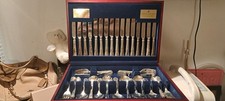 Viners Parish Col. 58 pcs. Du Barry Silver Plate Cutlery Set in Wood Display box